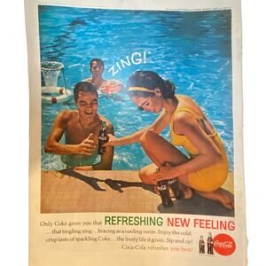 Vtg Color Coca Cola Print Ad 14 x 10.5 Calvert Reserve May 11 1962 Frame Ready